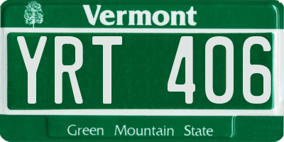 VT license plate YRT406