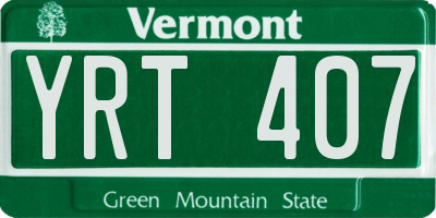 VT license plate YRT407