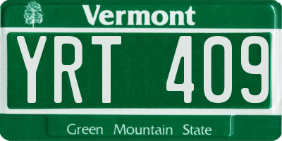 VT license plate YRT409