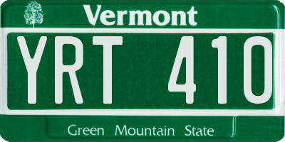 VT license plate YRT410
