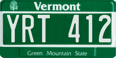 VT license plate YRT412