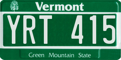 VT license plate YRT415