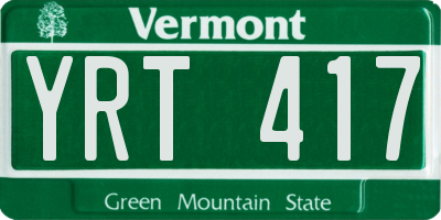 VT license plate YRT417