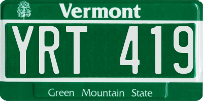 VT license plate YRT419