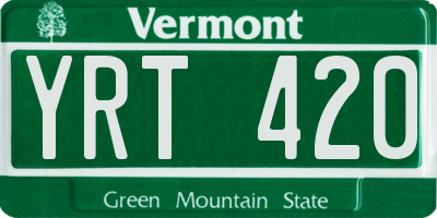 VT license plate YRT420