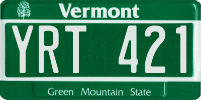 VT license plate YRT421