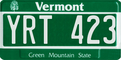 VT license plate YRT423