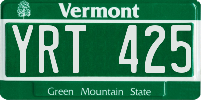 VT license plate YRT425