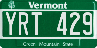 VT license plate YRT429