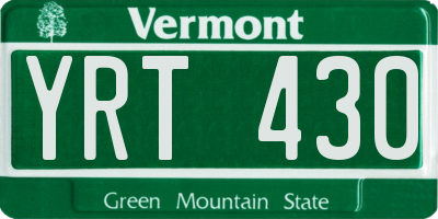 VT license plate YRT430
