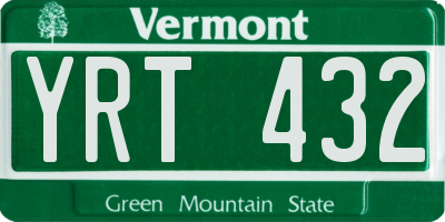 VT license plate YRT432