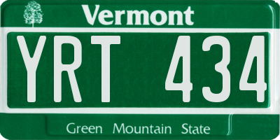 VT license plate YRT434
