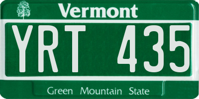 VT license plate YRT435