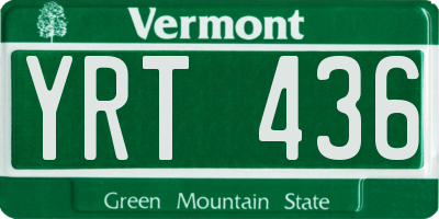 VT license plate YRT436