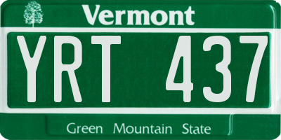 VT license plate YRT437