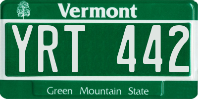 VT license plate YRT442