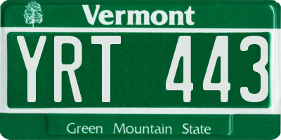 VT license plate YRT443