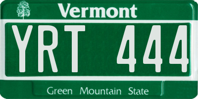 VT license plate YRT444