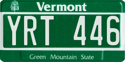 VT license plate YRT446