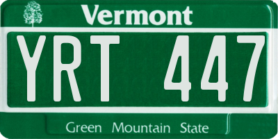 VT license plate YRT447