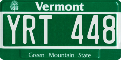 VT license plate YRT448