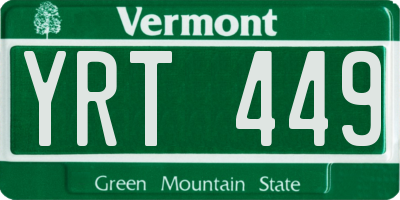 VT license plate YRT449