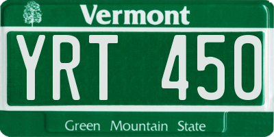 VT license plate YRT450