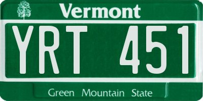 VT license plate YRT451