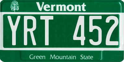 VT license plate YRT452