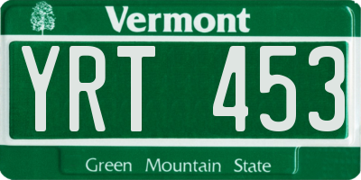 VT license plate YRT453