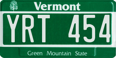 VT license plate YRT454