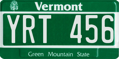 VT license plate YRT456