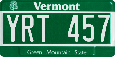 VT license plate YRT457