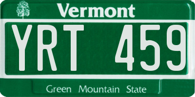 VT license plate YRT459