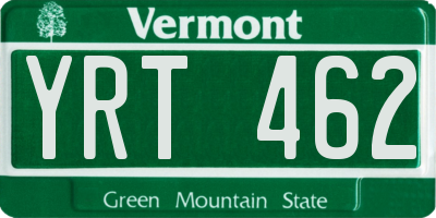 VT license plate YRT462
