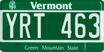 VT license plate YRT463