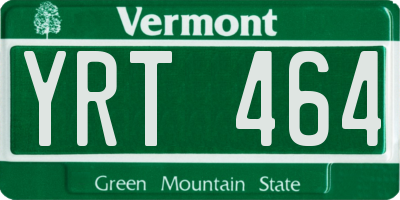 VT license plate YRT464