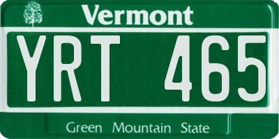 VT license plate YRT465