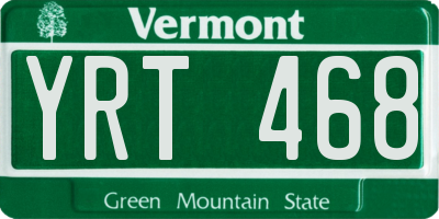 VT license plate YRT468