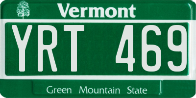 VT license plate YRT469