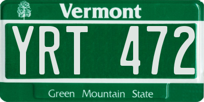 VT license plate YRT472