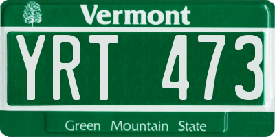 VT license plate YRT473