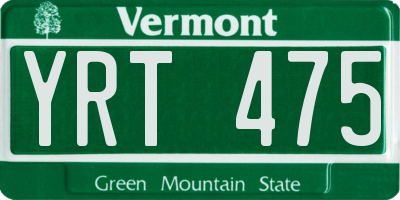 VT license plate YRT475