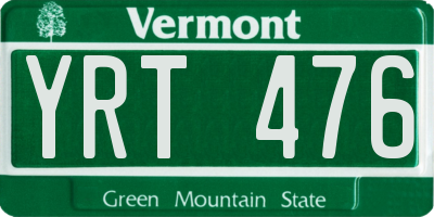 VT license plate YRT476