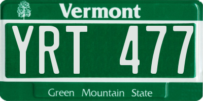 VT license plate YRT477