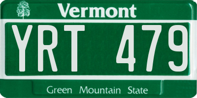 VT license plate YRT479