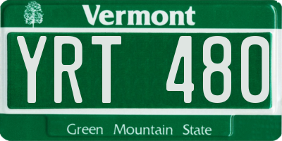 VT license plate YRT480