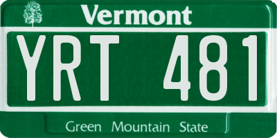 VT license plate YRT481