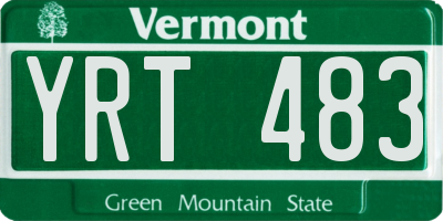 VT license plate YRT483