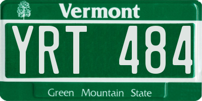 VT license plate YRT484